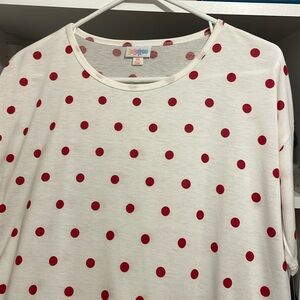 NWT LuLaRoe Irma- white with dark red polka dot.